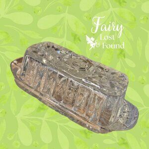 Vintage Pressed Clear Glass Butter Dish